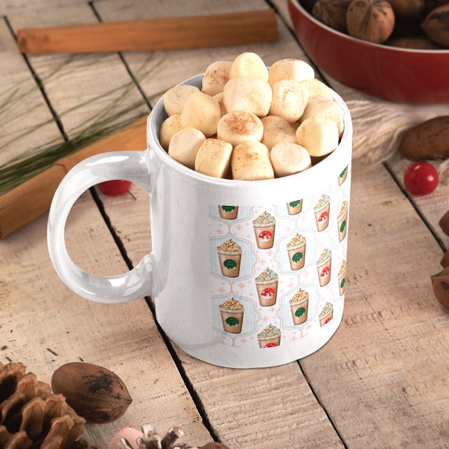 Jul Latte Ogee Snöflingemönster Kaffemugg (Skapare uppladdad)
