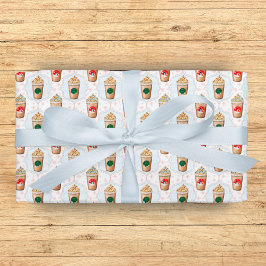 Jul Latte Ogee Snowflake Mönster Presentpapper