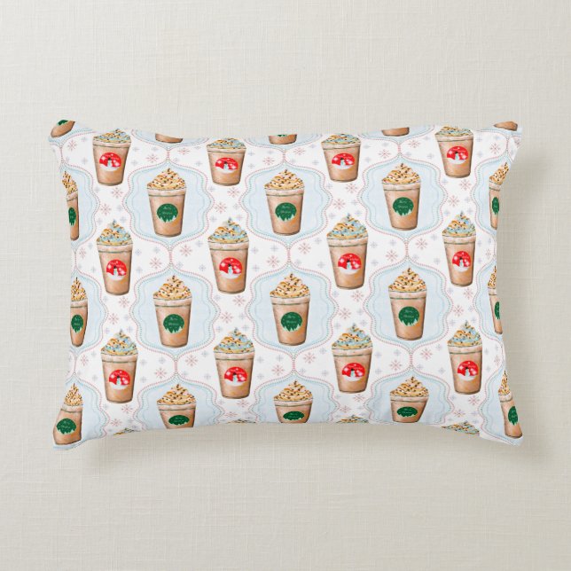 Jul Latte Ogee Snowflake Mönster Prydnadskudde (Framsidan)