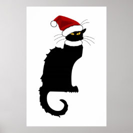 Jul Le Chatta Noir med Santa Hat Poster