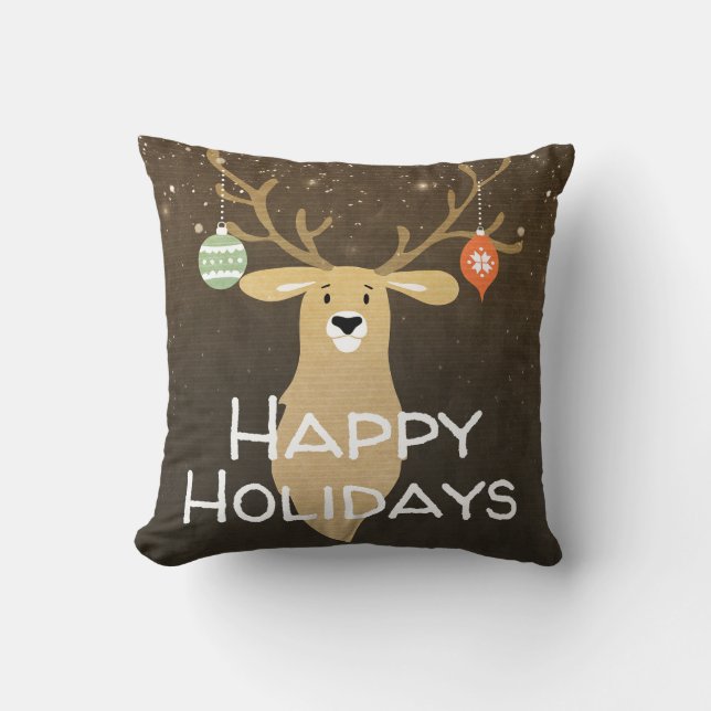 Jul Ledighet Rustik Hjort  Vinter Whimsy Kudde (Framsida)