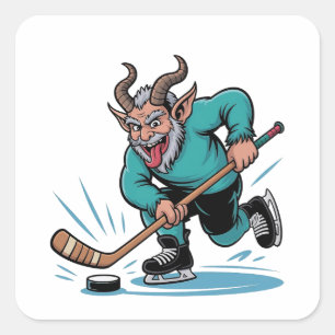 Jul Lekar Ishockey Kuslig Jul Sport Fyrkantigt Klistermärke