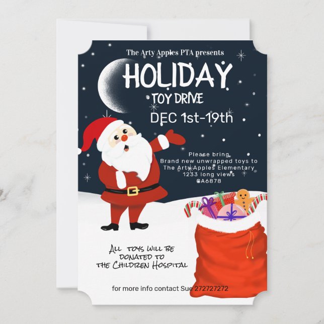 Jul-leksak, barnsjukhus. inbjudningar (Framsida)