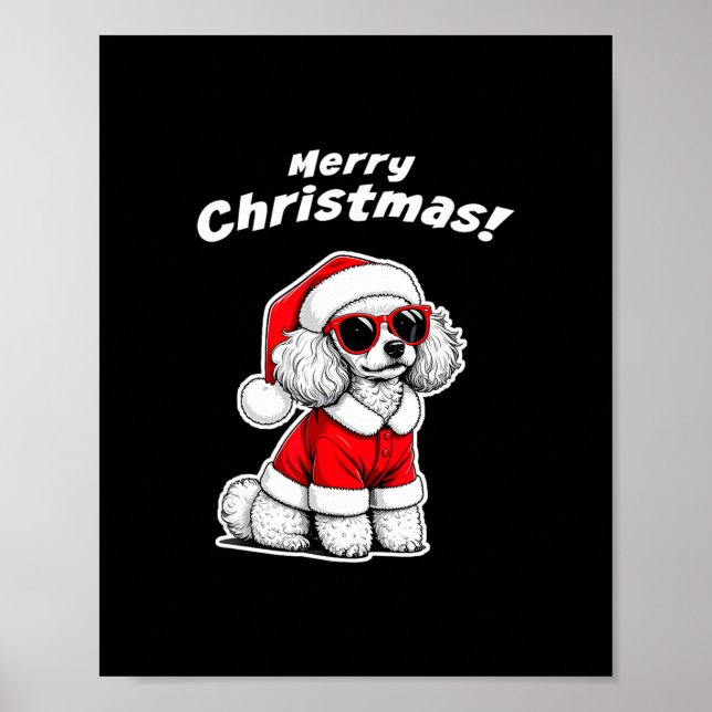 Jul leksak Poodle Rolig Tomte Hund Söt Högtid  Poster (Framsidan)