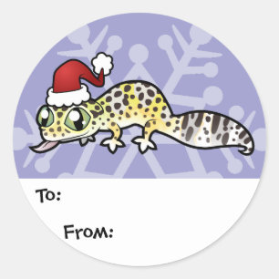 Jul Leopard Gecko Presentkortsmärken Runt Klistermärke