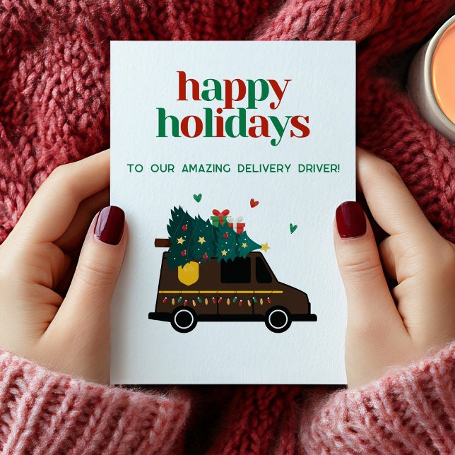Jul Leverans Förarens Tack Kort (Holiday Christmas Delivery Driver Thank You Card)