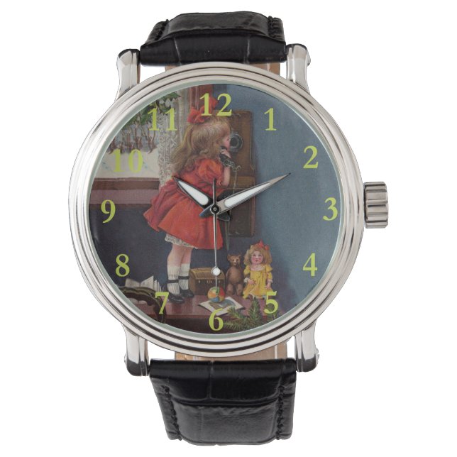 Jul Liten Tjej Telefon Antik Armbandsur (Framsida)