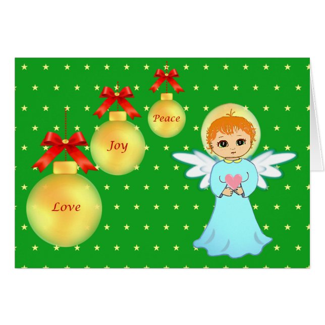 Jul Little Angel Blank Hälsningskort (Framsidan Horizontal)