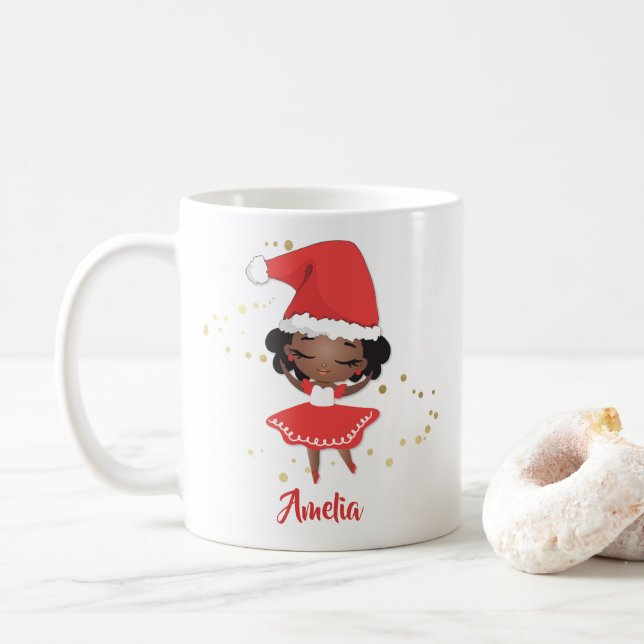 Jul Little Girl Ballerina, Santa Hat Kaffemugg (Med munk)