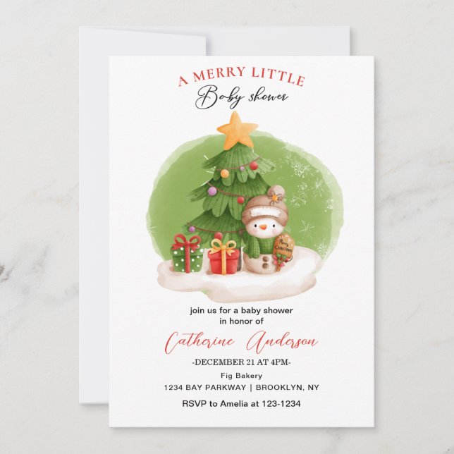 Jul Little Snögubbe Baby Shower-inbjudan Inbjudningar (Framsida)