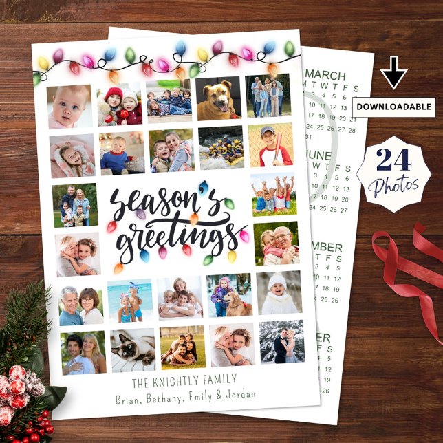 Jul Ljus 24 Photo Collage 2026 Kalender Julkort (Skapare uppladdad)