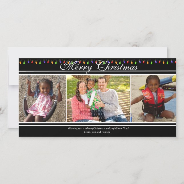 Jul-Ljus 3-foto-julkort Julkort (Framsida)