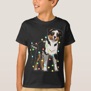 Jul Ljus Australian shepherd Hund älskare Xma T Shirt