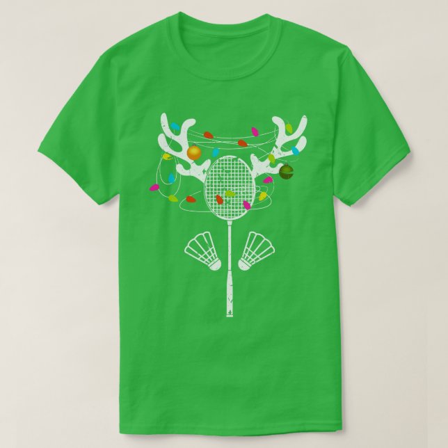 Jul Ljus Badminton Racket Funny Julafton T Shirt (Design framsida)