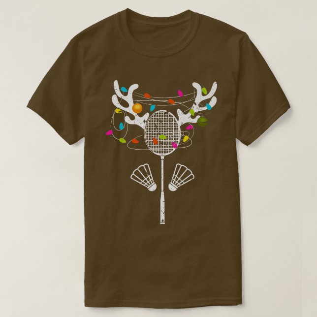 Jul Ljus Badminton Racket Funny Julafton T Shirt (Design framsida)