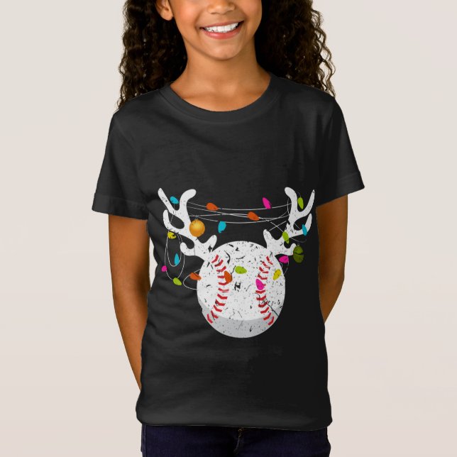 Jul Ljus Baseball Boll Funny Julafton T Shirt (Framsida)