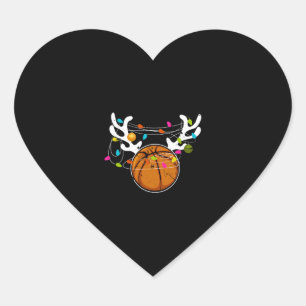 Jul Ljus Basketball Boll Funny Julafton Hjärtformat Klistermärke