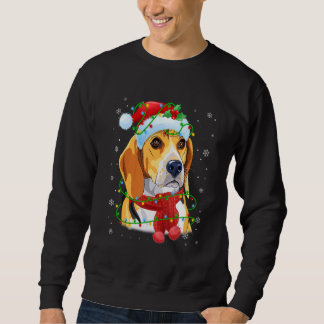 Jul Ljus Beagle Hund Santa Hat Scarf Lång Ärmad Tröja