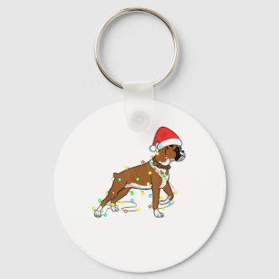 Jul Ljus Boxer Hund älskare Funny Gift Nyckelring