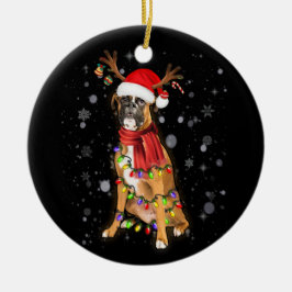 Jul Ljus Boxer Hund med hornhinnor Julgransprydnad Keramik