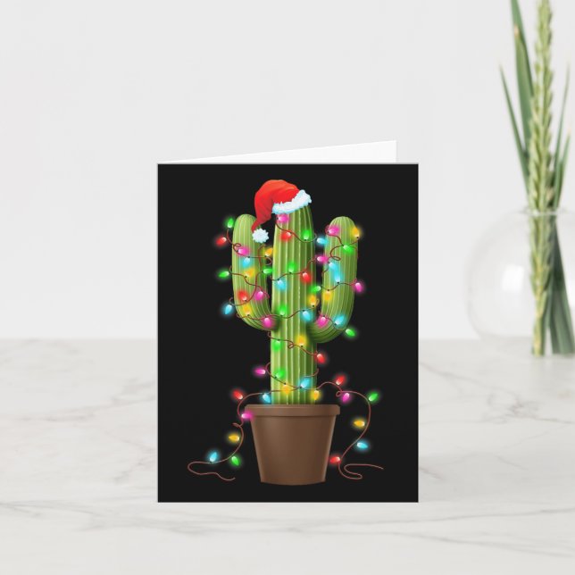 Jul Ljus Cactus Älskare Funny Julafton ger till Kort (Framsida)