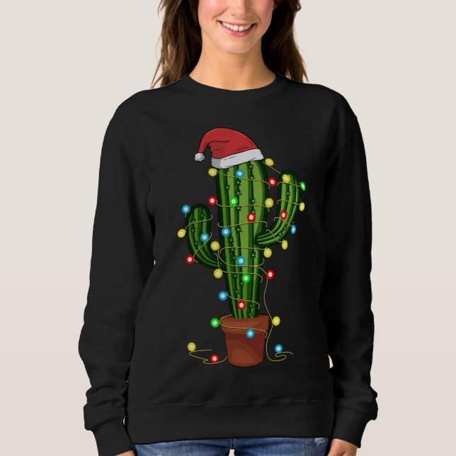 Jul Ljus Cactus Älskare Funny Julafton Gift T Shirt (Framsida)