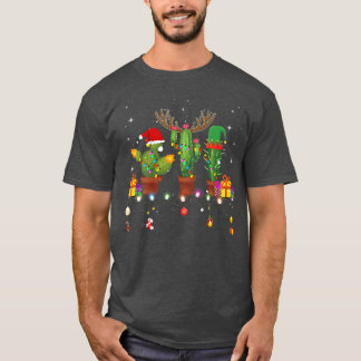 Jul Ljus Cactus Älskare Funny Julafton Pajama Ho T Shirt