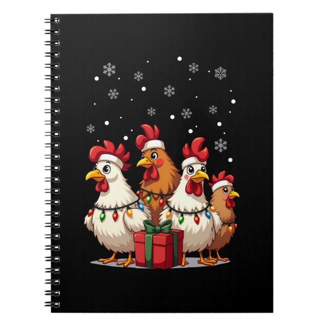 Jul Ljus Chicken Santa Funny Julafton Anteckningsbok (Framsidan)