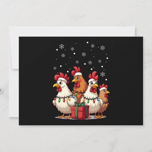 Jul Ljus Chicken Santa Funny Julafton Inbjudningar (Framsida)