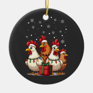 Jul Ljus Chicken Santa Funny Julafton Julgransprydnad Keramik
