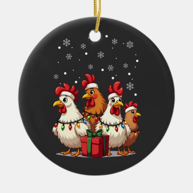 Jul Ljus Chicken Santa Funny Julafton Julgransprydnad Keramik (Framsidan)