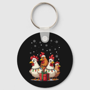 Jul Ljus Chicken Santa Funny Julafton Nyckelring