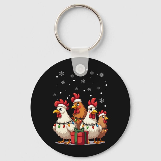 Jul Ljus Chicken Santa Funny Julafton Nyckelring (Framsida)