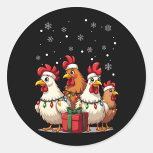 Jul Ljus Chicken Santa Funny Julafton Runt Klistermärke