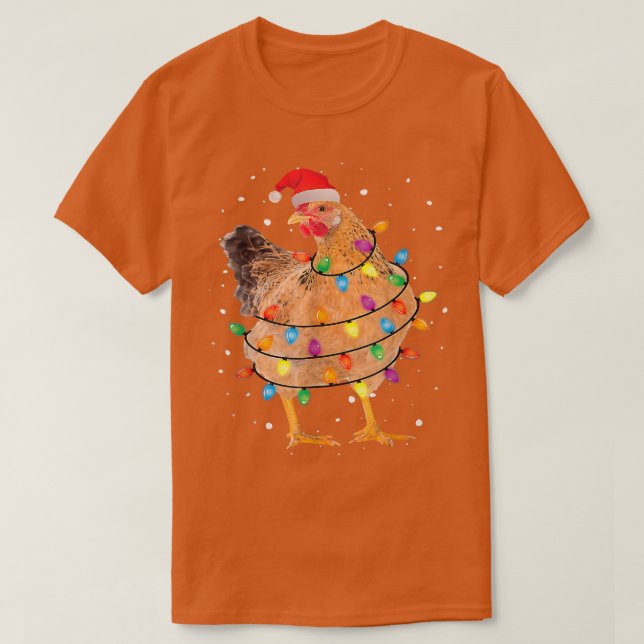 Jul Ljus Chicken Santa Funny Julafton Träd Chi T Shirt (Design framsida)