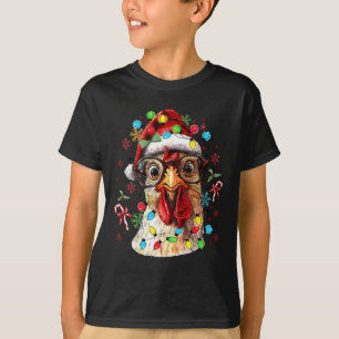 Jul Ljus Chicken Santa Funny Julafton Träd Chi T Shirt