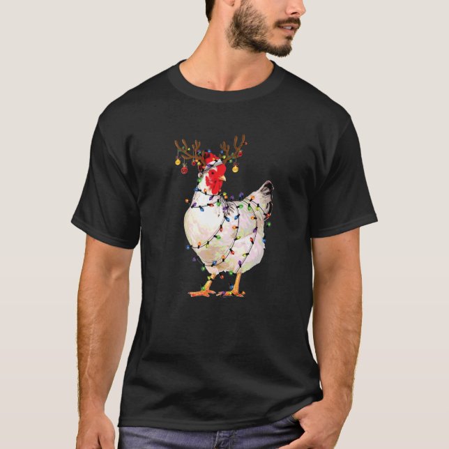 Jul Ljus Chicken Shirt Santa Funny Julafton Tr T Shirt (Framsida)