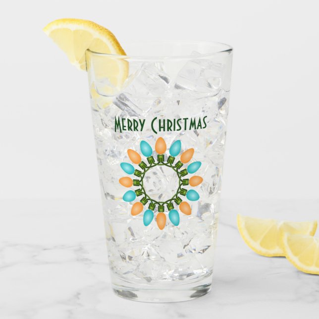 Jul Ljus Circle i Orange och Blue Glaskopp (Framsida Ice)