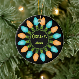 Jul Ljus Circle i Orange och Blue Julgransprydnad Keramik