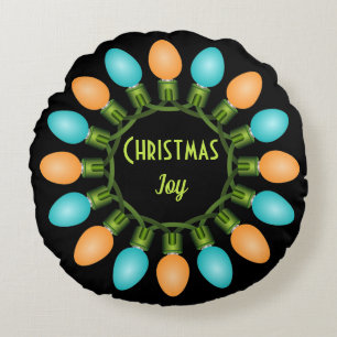 Jul Ljus Circle i Orange och Blue Rund Kudde