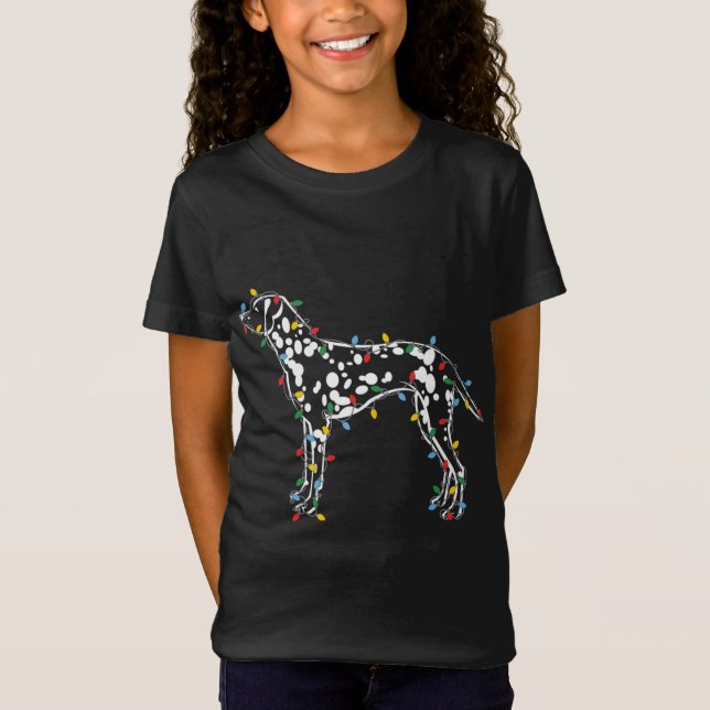 Jul Ljus Dalmatian Hund älskare ugly Sweater T Shirt (Framsida)