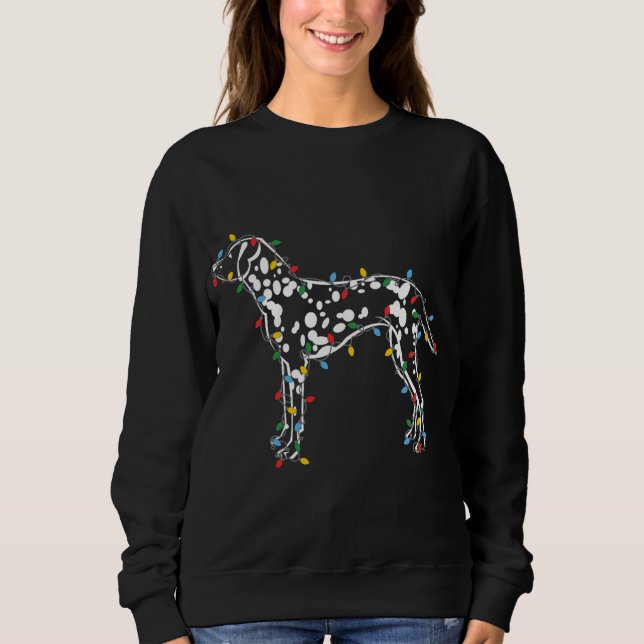 Jul Ljus Dalmatian Hund älskare ugly Sweater T Shirt (Framsida)