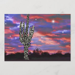 Jul Ljus Desert Saguaro Cactus bjudande Inbjudningar