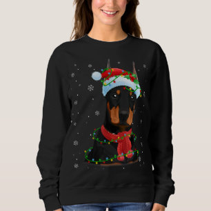 Jul Ljus Doberman Hund Santa Hat Scarf T Shirt