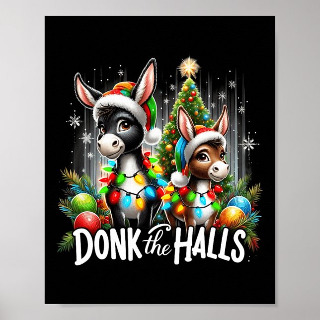 Jul Ljus Donk Donk, jultomten Donkey Poster (Framsidan)