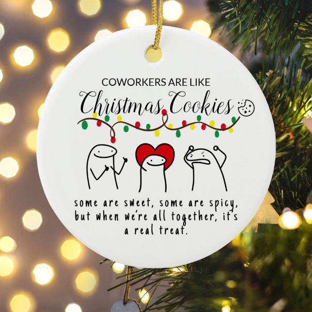 Jul Ljus Funny Coworking Meme Art White Julgransprydnad Keramik (Christmas Lights Funny Coworker Meme Art White Ceramic Ornament)