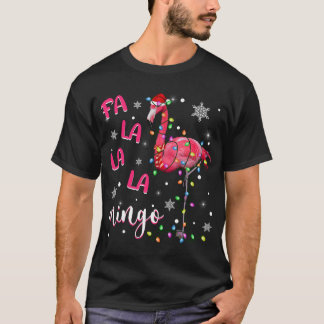 Jul Ljus Funny Julafton Santa Hat Flamingo Ani T Shirt
