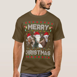 Jul Ljus Funny Julafton Santa Hat Goat Animals T Shirt