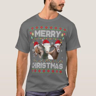 Jul Ljus Funny Julafton Santa Hat Goat Animals T Shirt
