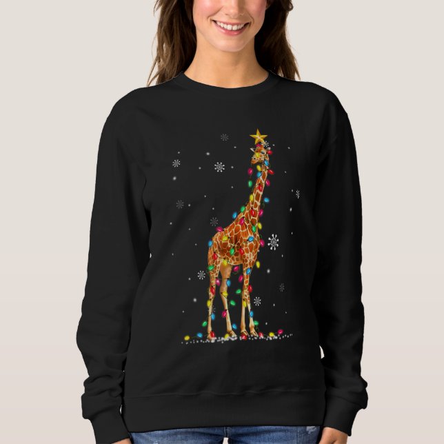 Jul Ljus Giraffe Giraffes Julafton T Shirt (Framsida)